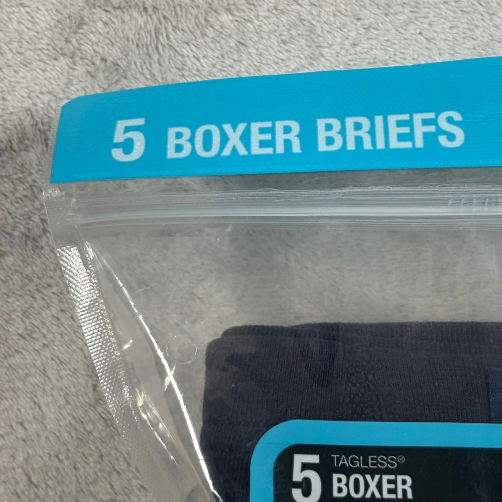 Hanes Ultimate Tagless Boxer Briefs 5-Pack Mens Small 28-30 Blue‎ Cotton